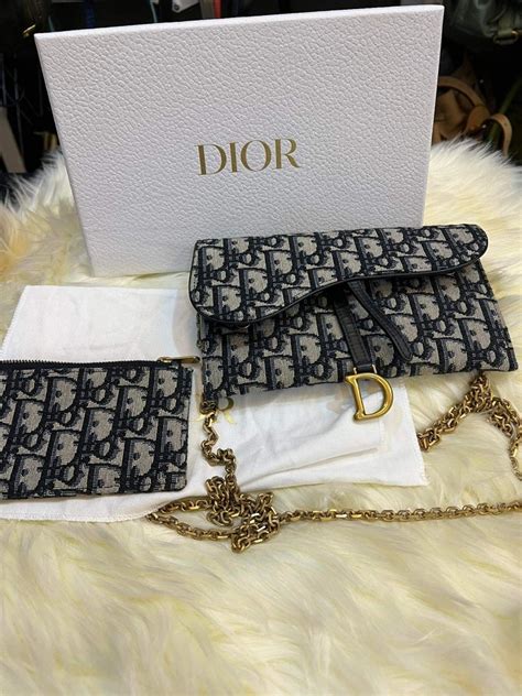 saddle compact wallet dior|long saddle wallet with chain.